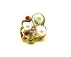 Anello ottone,argento,zirconi,perle